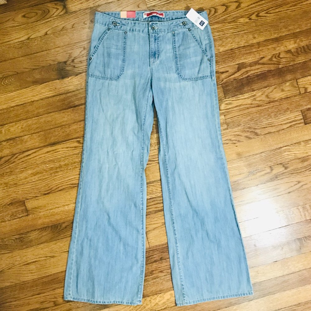 Gap Light Wash Wide Leg Utility Jeans